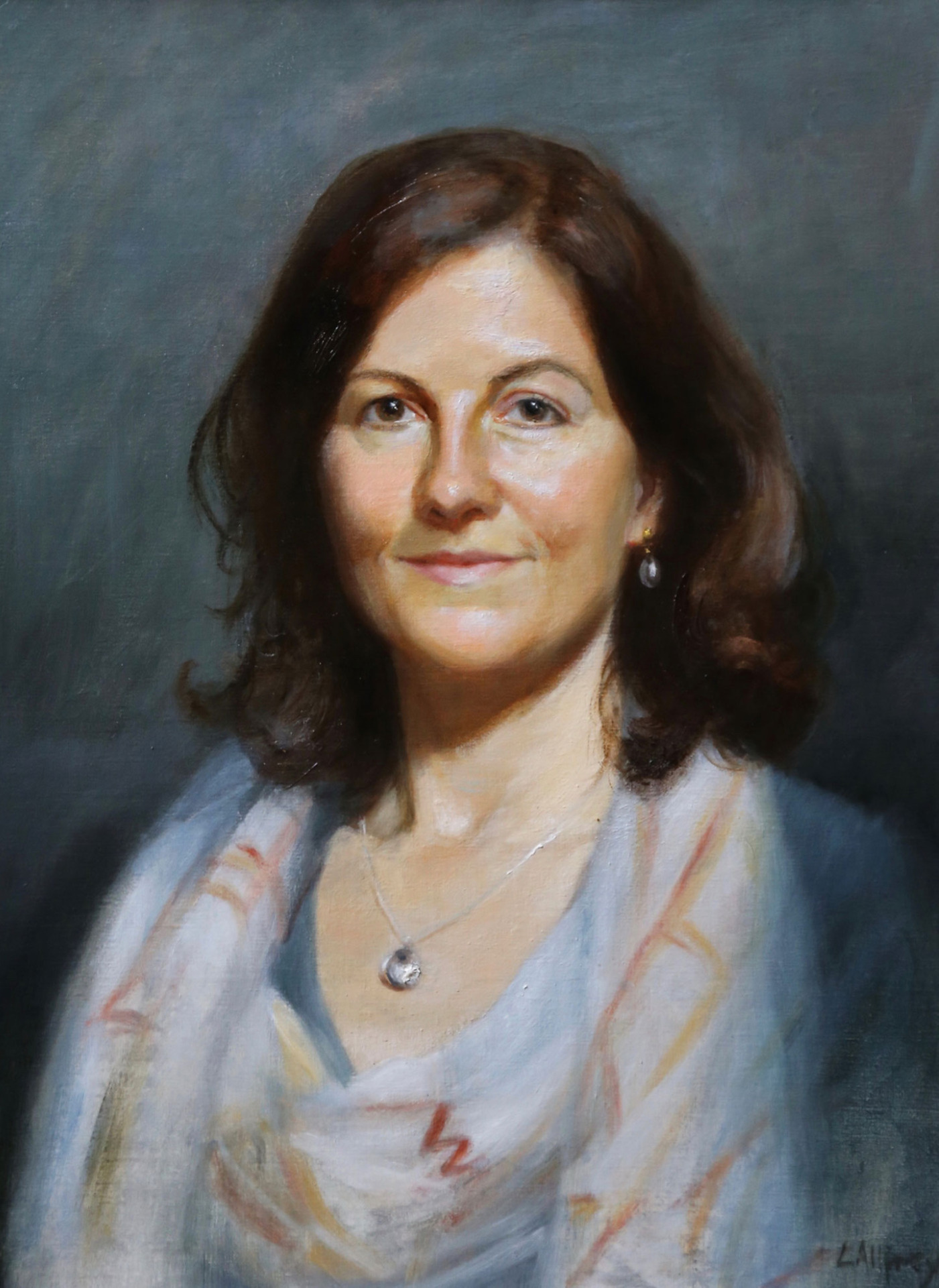 portrait painting in oil commission to commemorate special birthday of a friend artist